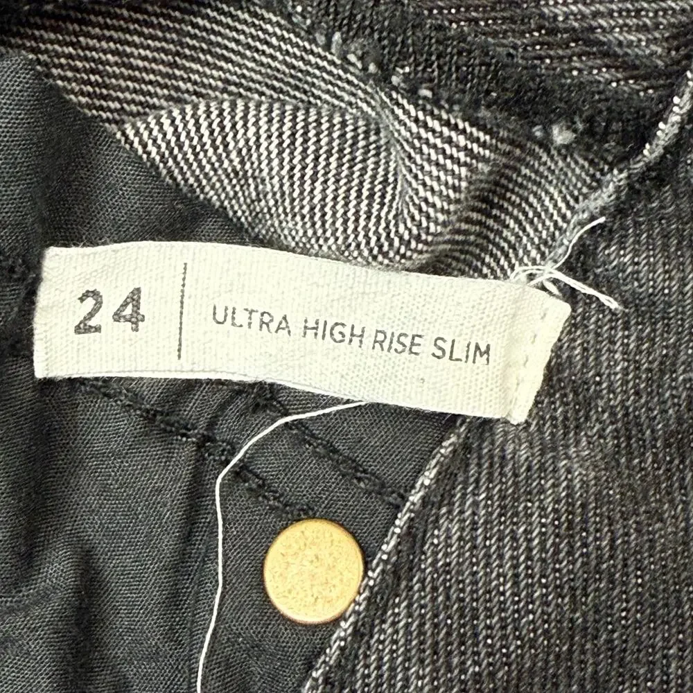 PacSun Jeans Women's Size 24 (25x27)‎ Black Button Fly Ultra High Rise Slim Worn